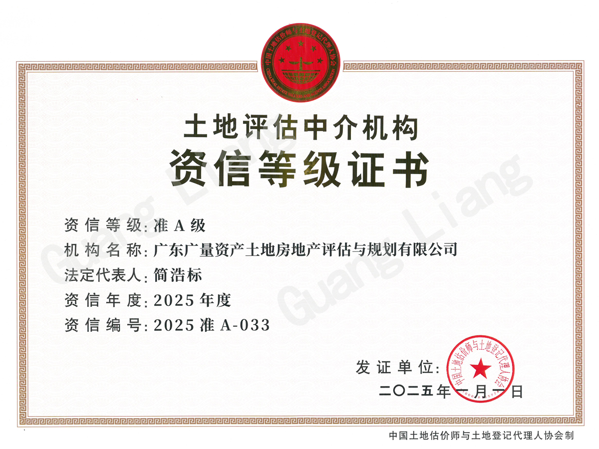 地皮评估中介机构资信等级证书